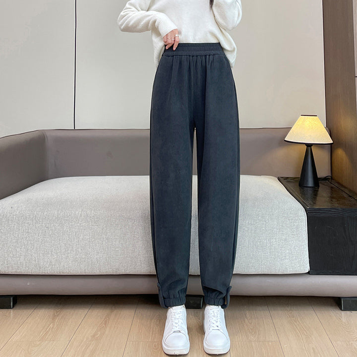 Padded cord jogger pants with cuffs