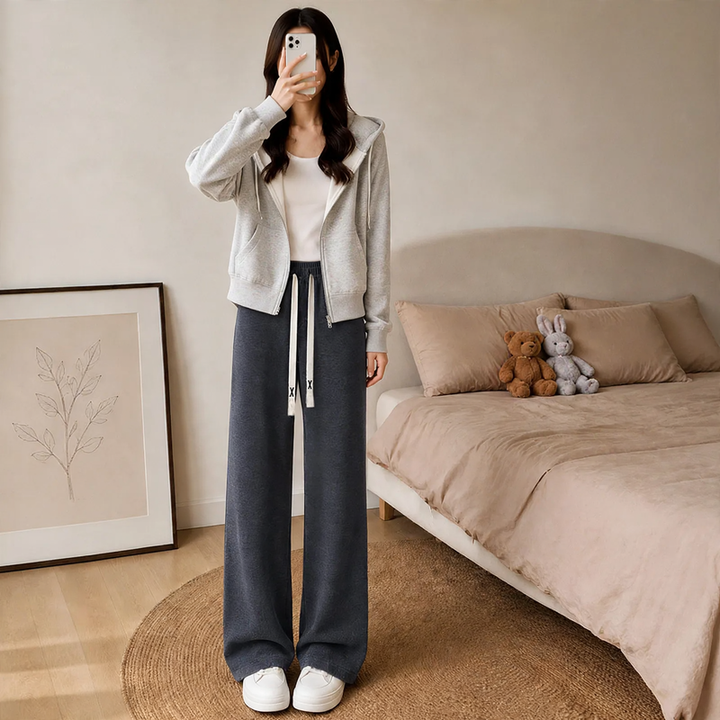 Padded cord trousers, straight cut