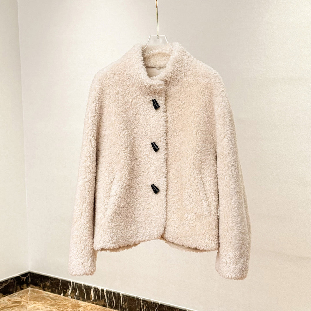 Women’s shearling imitation jacket with stand-up collar