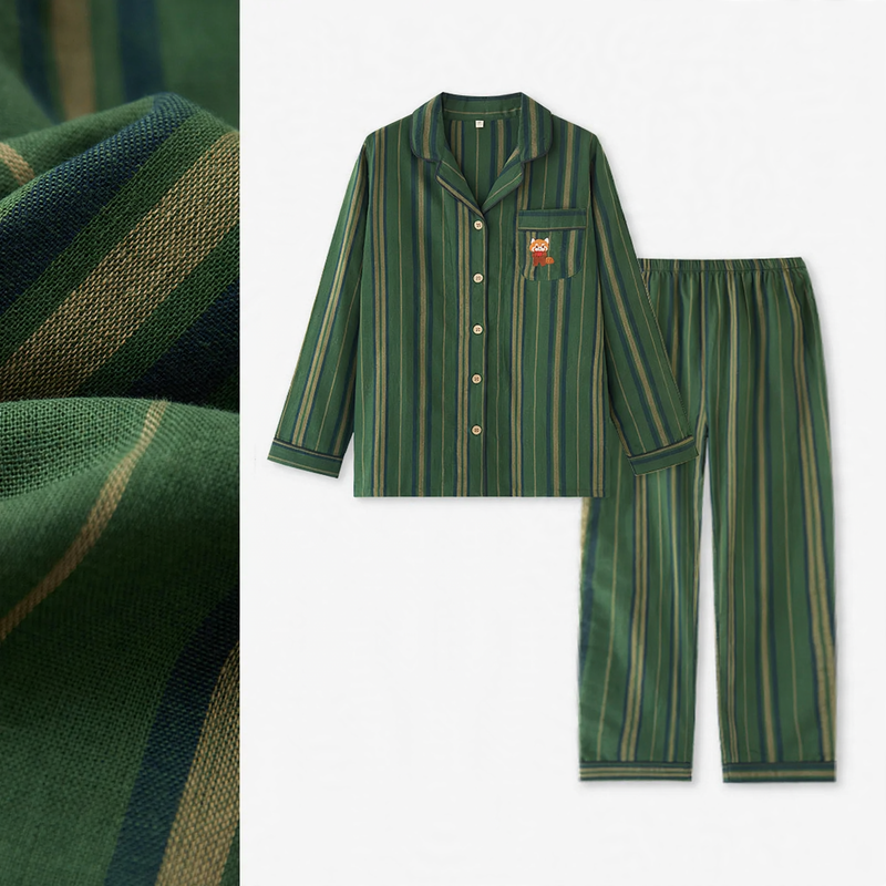 Cotton Pajamas for Couples in Striped Design