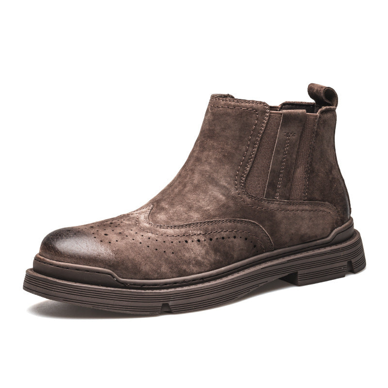 Men's Chelsea boots made of leather, lined, flat