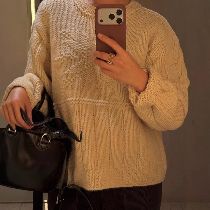 Korean knit sweater with snowflake pattern
