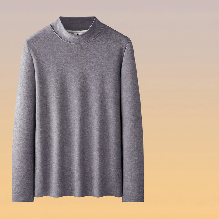 Men's Long Sleeve Base Layer Shirt with Stand-Up Collar