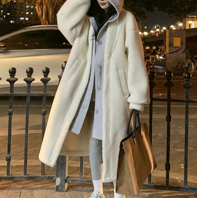 Long women's hoodie coat, loose fit