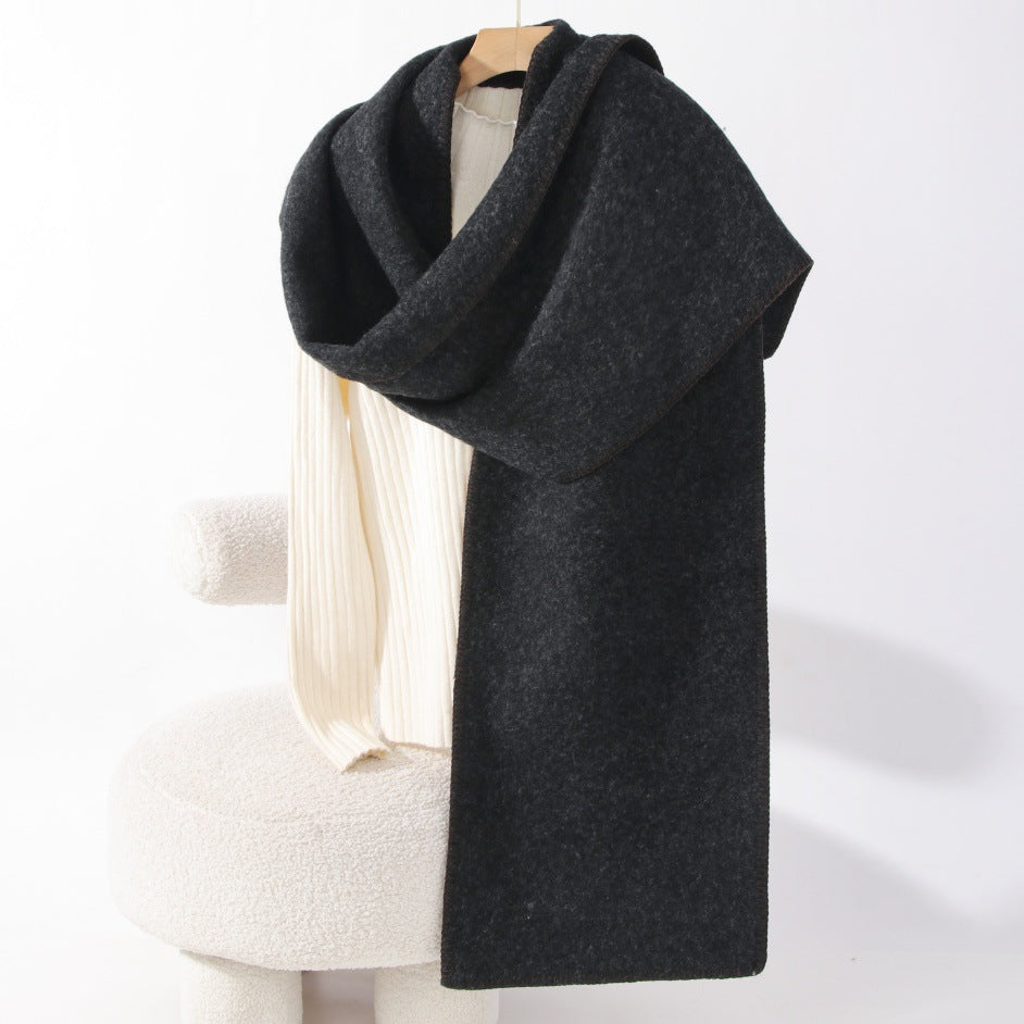 Thicker, solid color alpaca wool scarf, dark gray