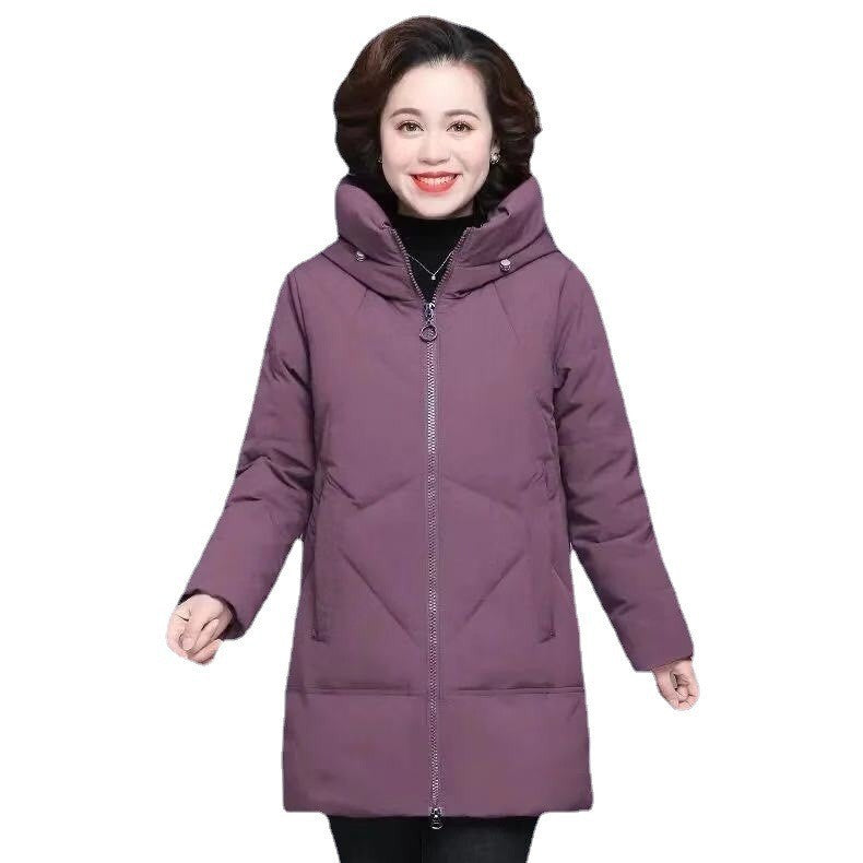 Tailored, mid-length women's quilted coat