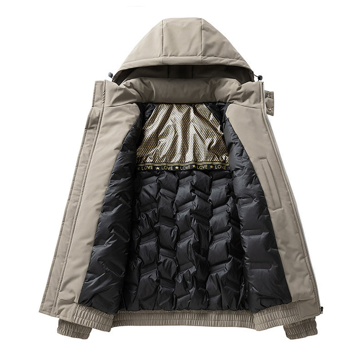 Warm men's down jacket in extended sizes