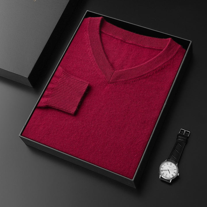 Men's Wool Sweater, V-Neck, Business Style