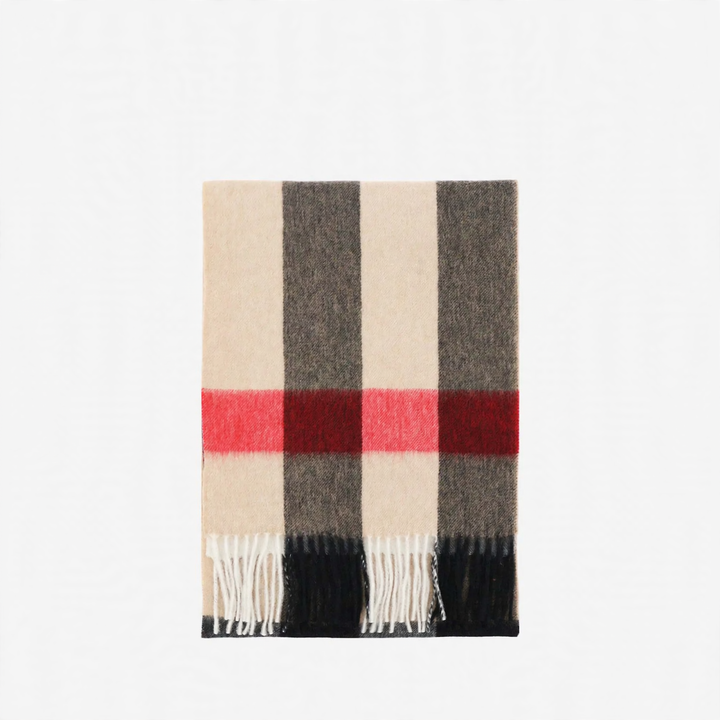 Wool scarf with check pattern, 180x30 cm