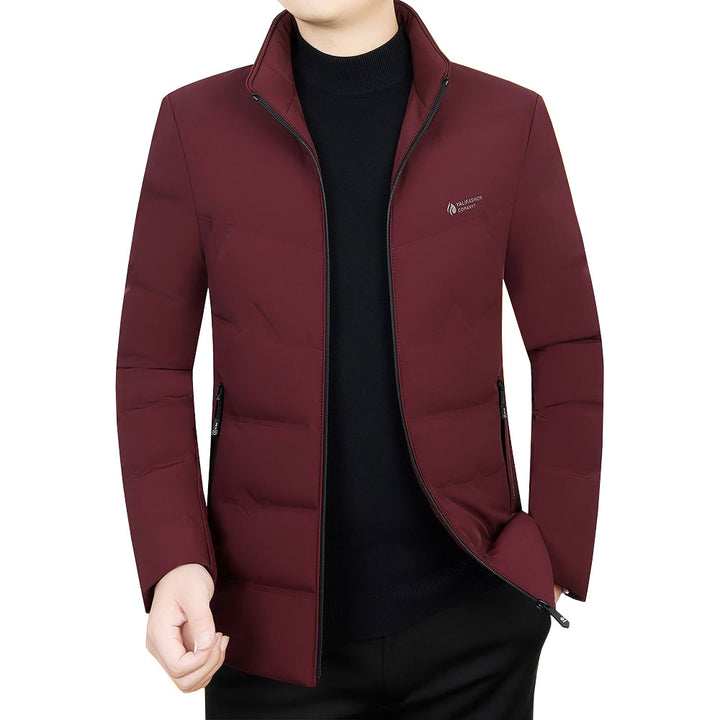 Men's down jacket with stand-up collar, white duck down