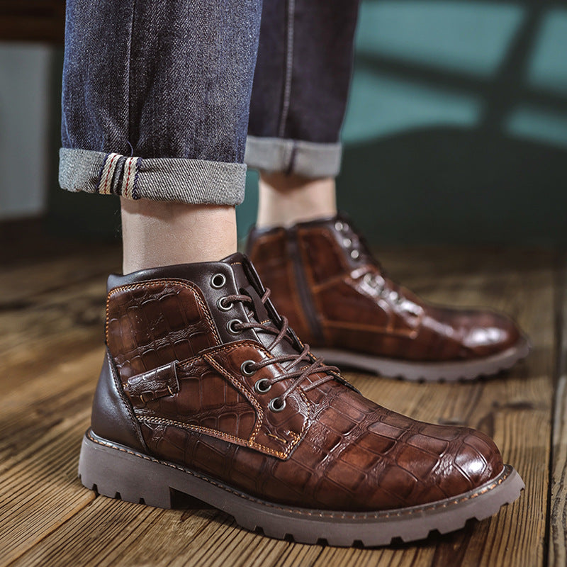 Men's retro-style boots with zipper