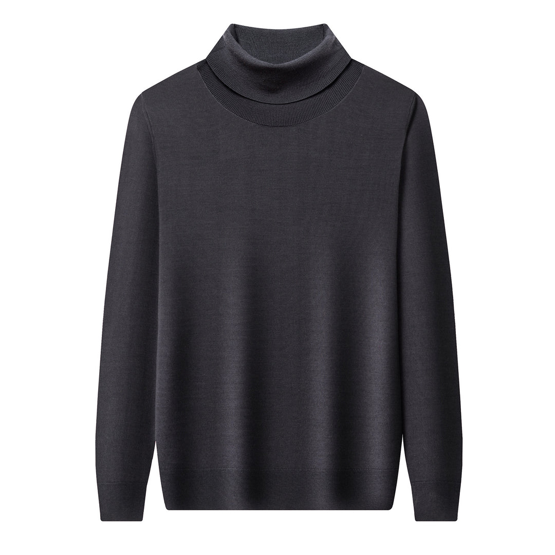 Men's wool pullover, 100% wool, roll neck, machine washable