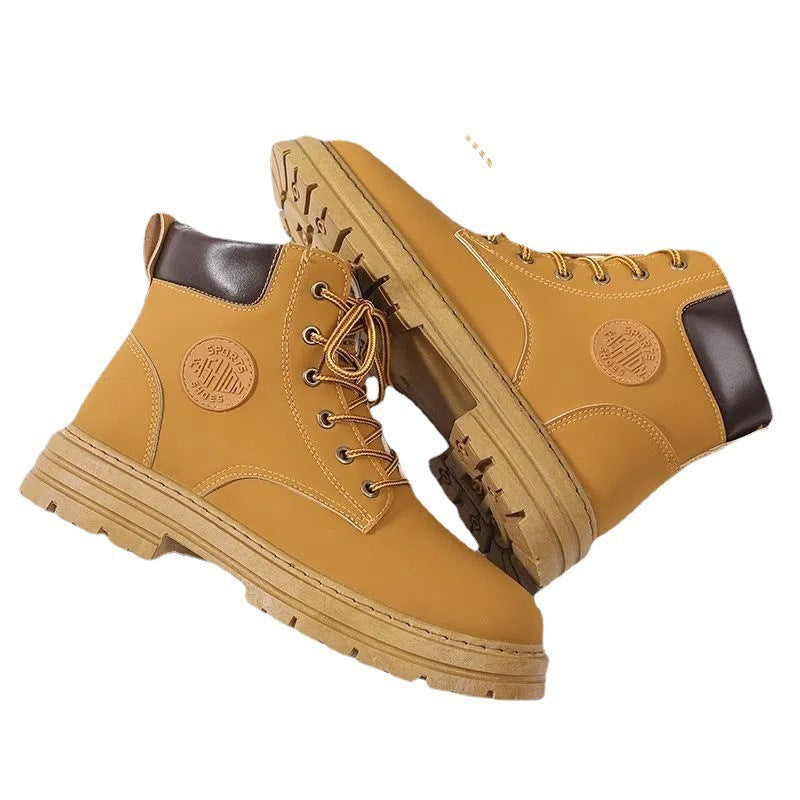 Fashionable men's ankle boots, platform sole, lined