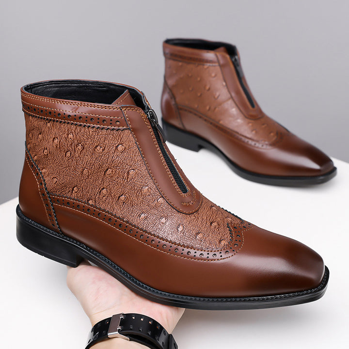 Men's Chelsea Boots with Embossing, Zipper