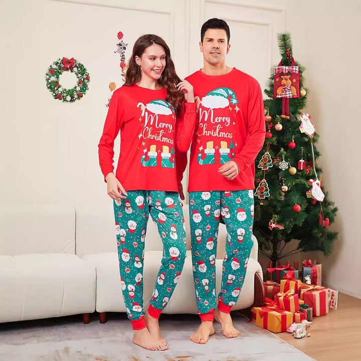 Family Pajama Set, Christmas-themed, with Santa Claus motif