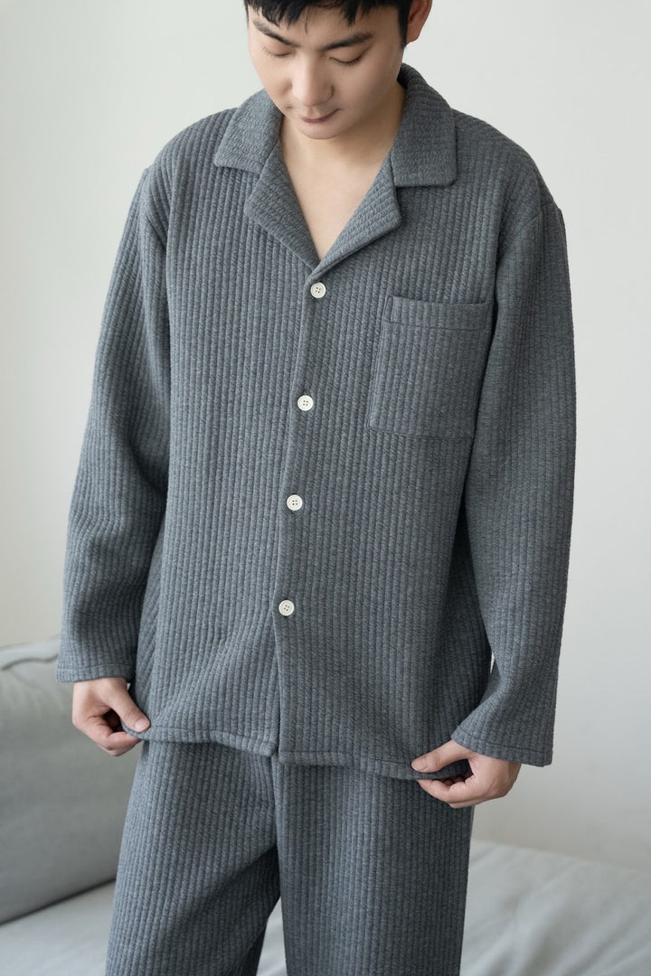 Cotton loungewear set for couples, long-sleeved