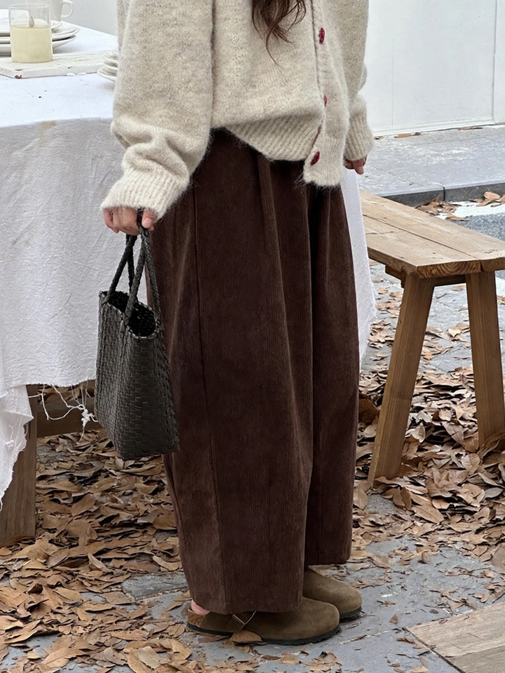 Women's corduroy pants, cropped, loose fit