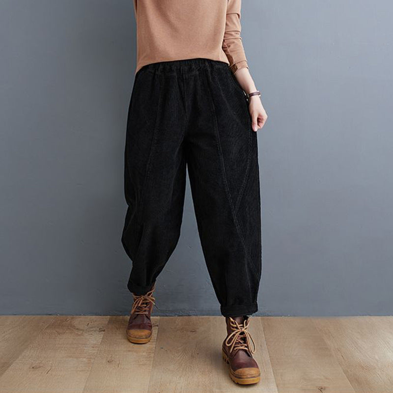 Padded corduroy harem pants, loose fit, women