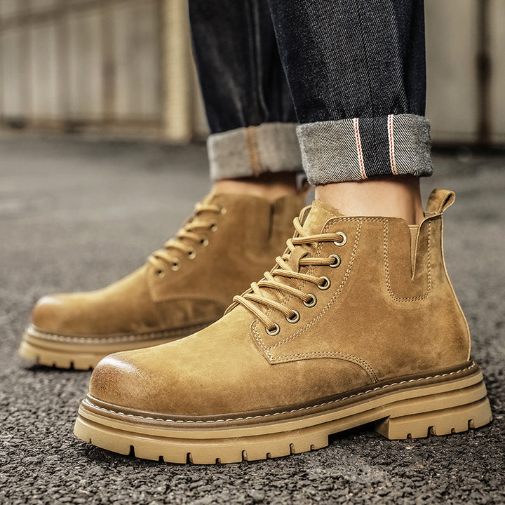 Fashionable men's leather boots in retro style