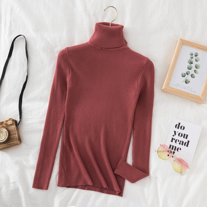 Ladies turtleneck sweater, long sleeve, knitted