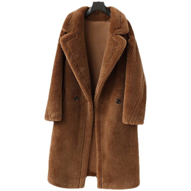 Relaxed women's winter coat made of virgin wool