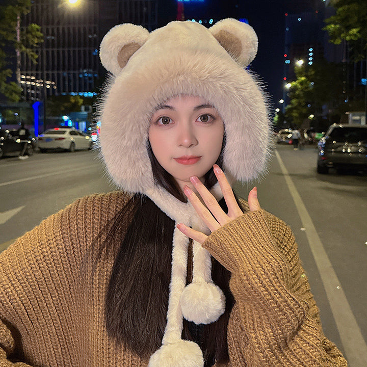 Plush set with hood, scarf, and gloves