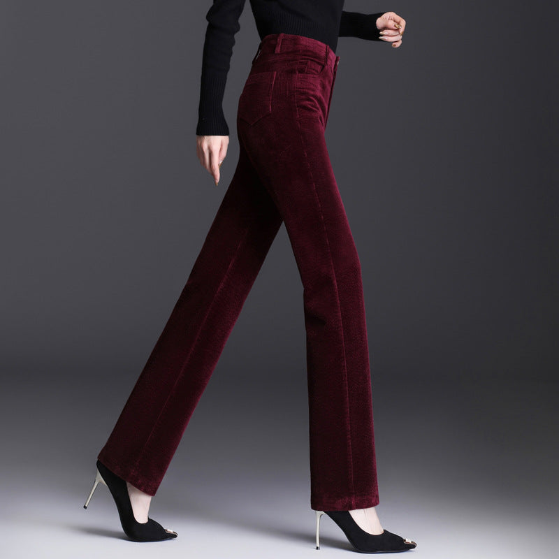 Kord-casual-pants, straight-cut, for women