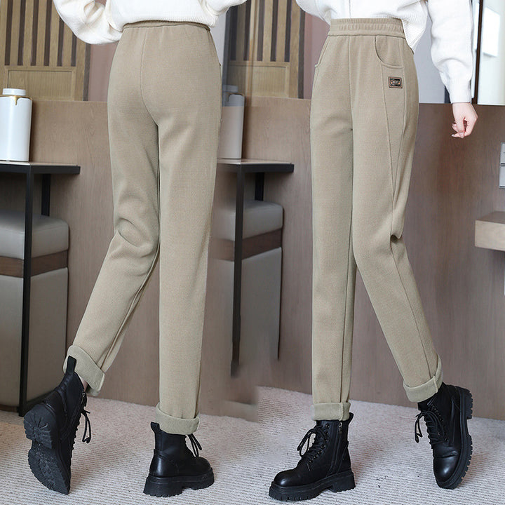 Women’s corduroy pants, lined, high waist
