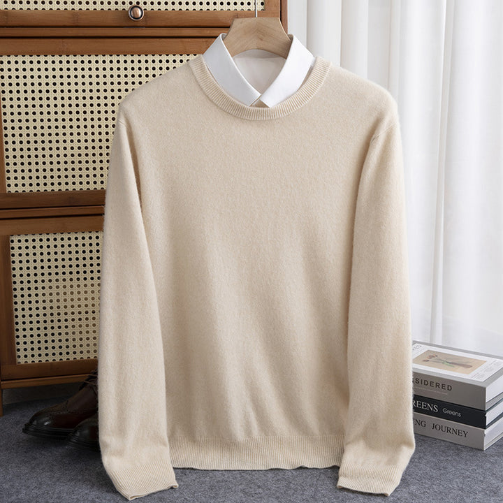 Men's wool pullover, crew neck, loose fit, 100% wool