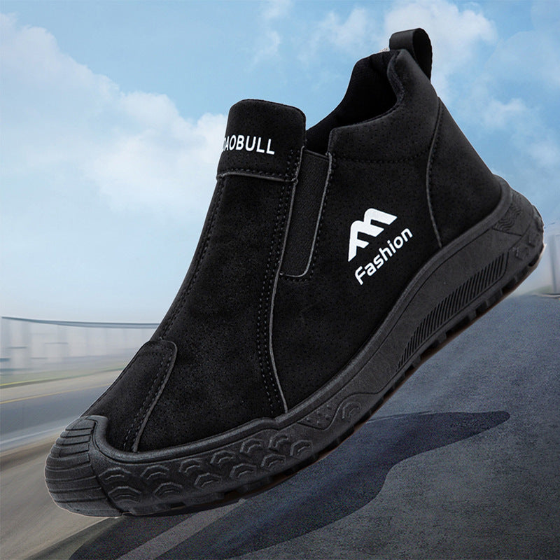 Padded men's winter boots, non-slip, mid-height shaft