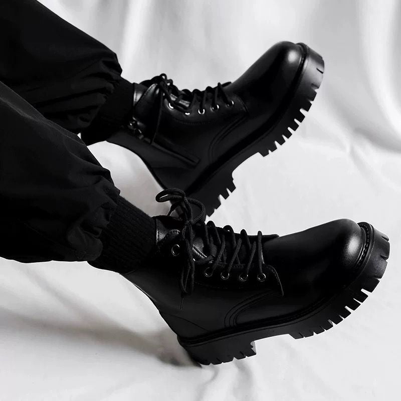 Men's ankle boots with side zipper, high-top