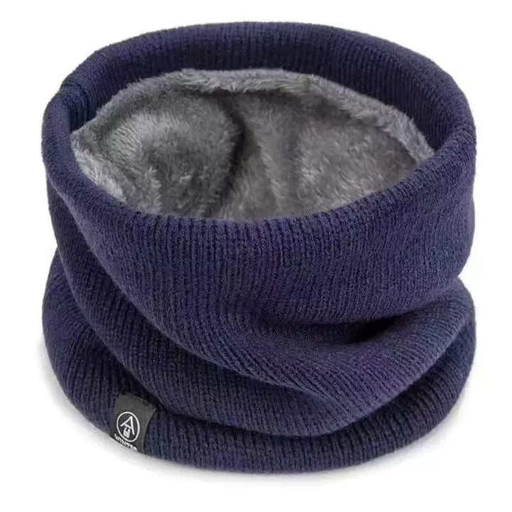 Padded knitted scarf, warming, for winter