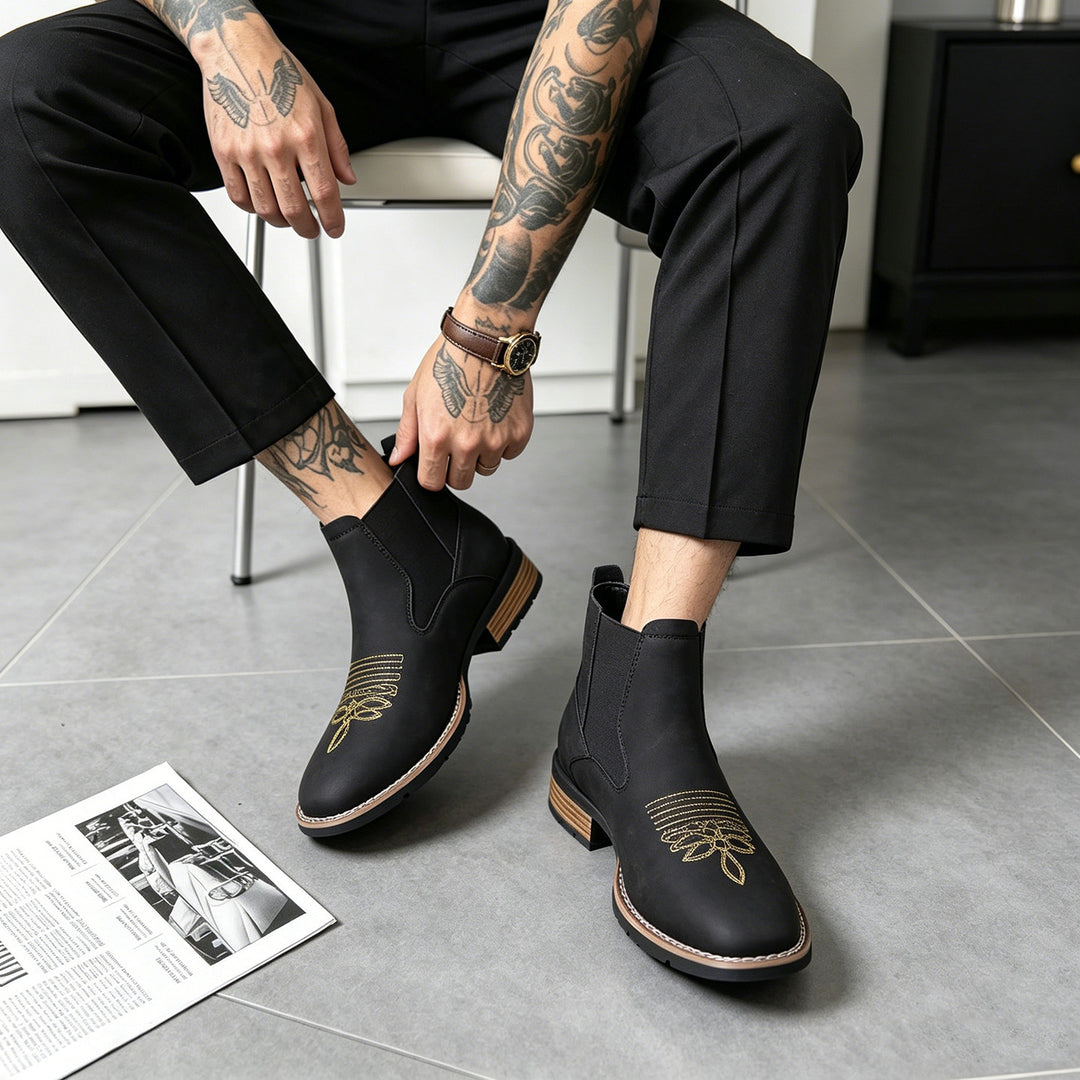 Men's Chelsea Boots, square toe, faux leather, slip-resistant