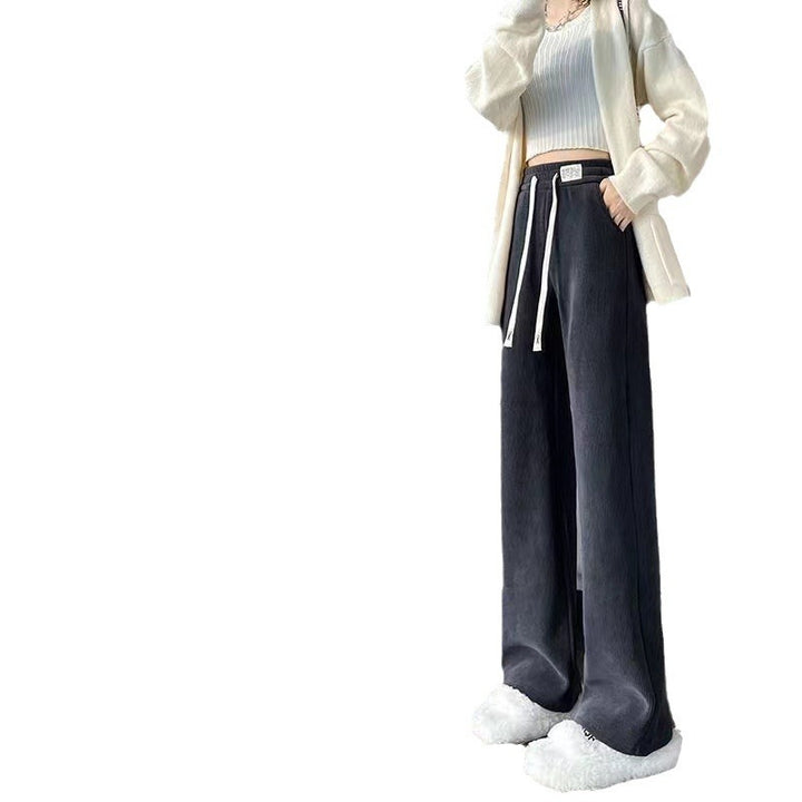Women's corduroy pants with wide leg, straight cut