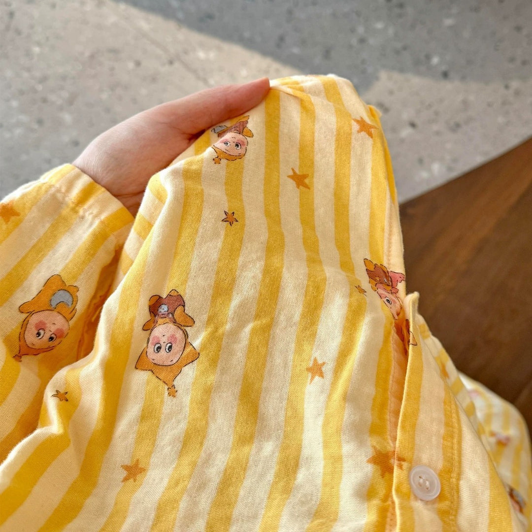 Cotton pajamas, double-layer muslin, long-sleeved