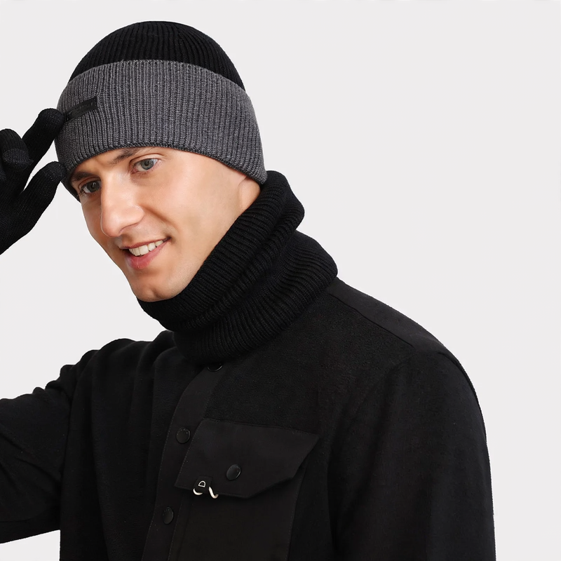 Winter knit cap with neck protection, 2-piece set