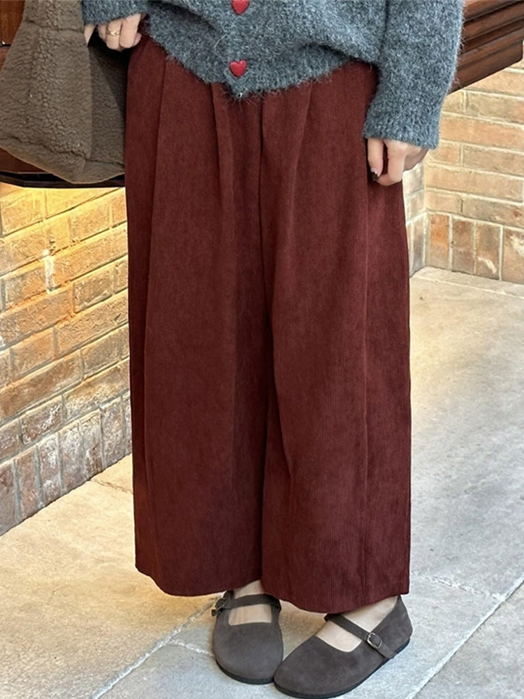 Women's corduroy pants, cropped, loose fit