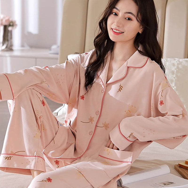 Women’s Pajama Set, Long Sleeve, Heart Pattern, Leisure Style