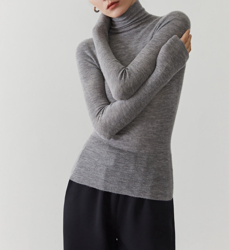 Women's cashmere sweater with stand-up collar, seamless