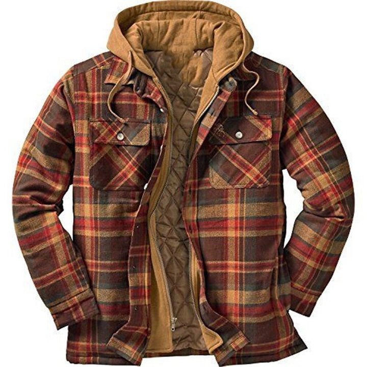 Men's hooded jacket, checkered, lined