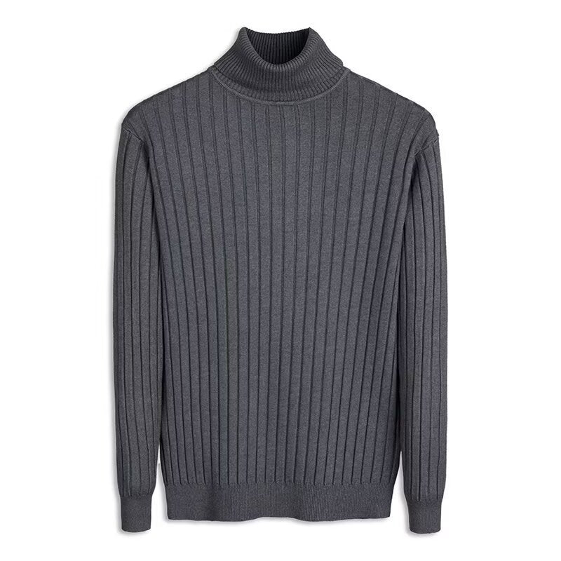 Men's knitted sweater with foldable stand-up collar