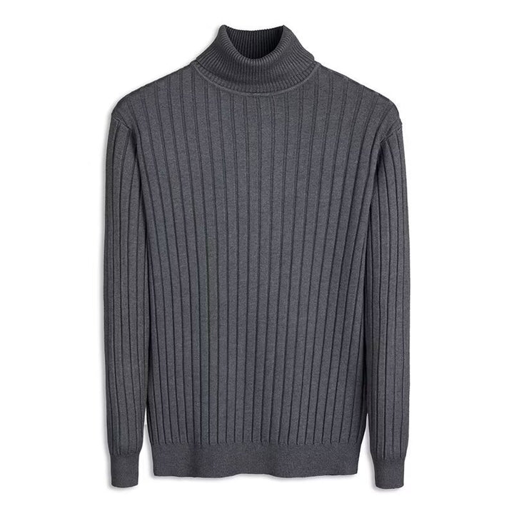 Men's knitted sweater with foldable stand-up collar