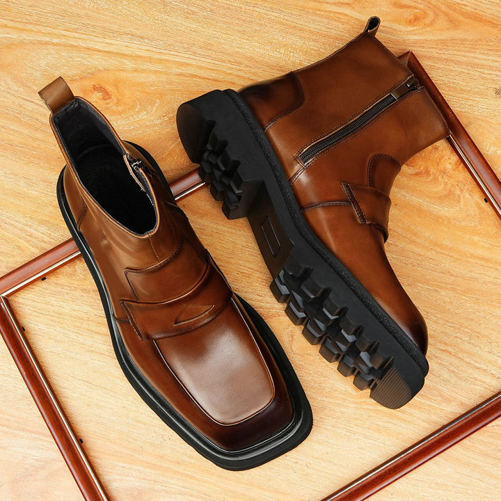 Men's leather Chelsea boots, breathable