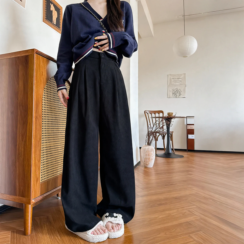 Elegant cord pants for women, wide cut