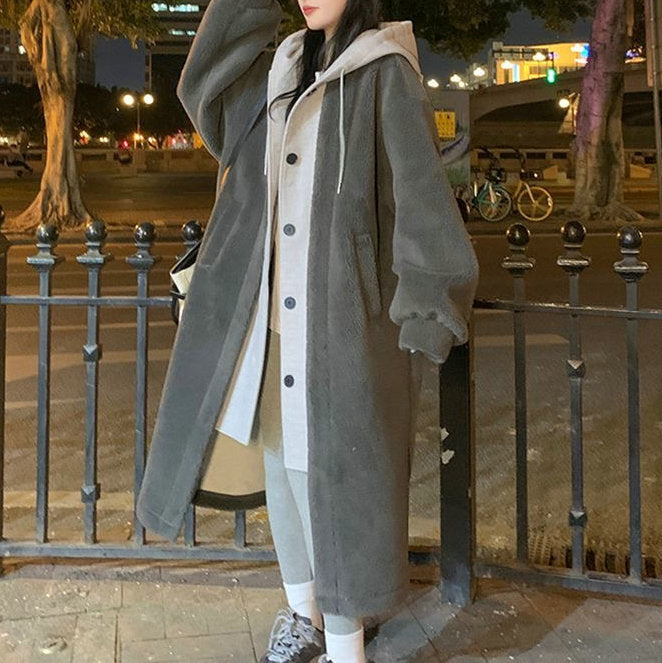 Long women's hoodie coat, loose fit