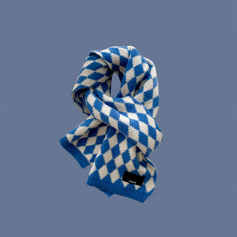 Fashionable scarf in small blue, various designs