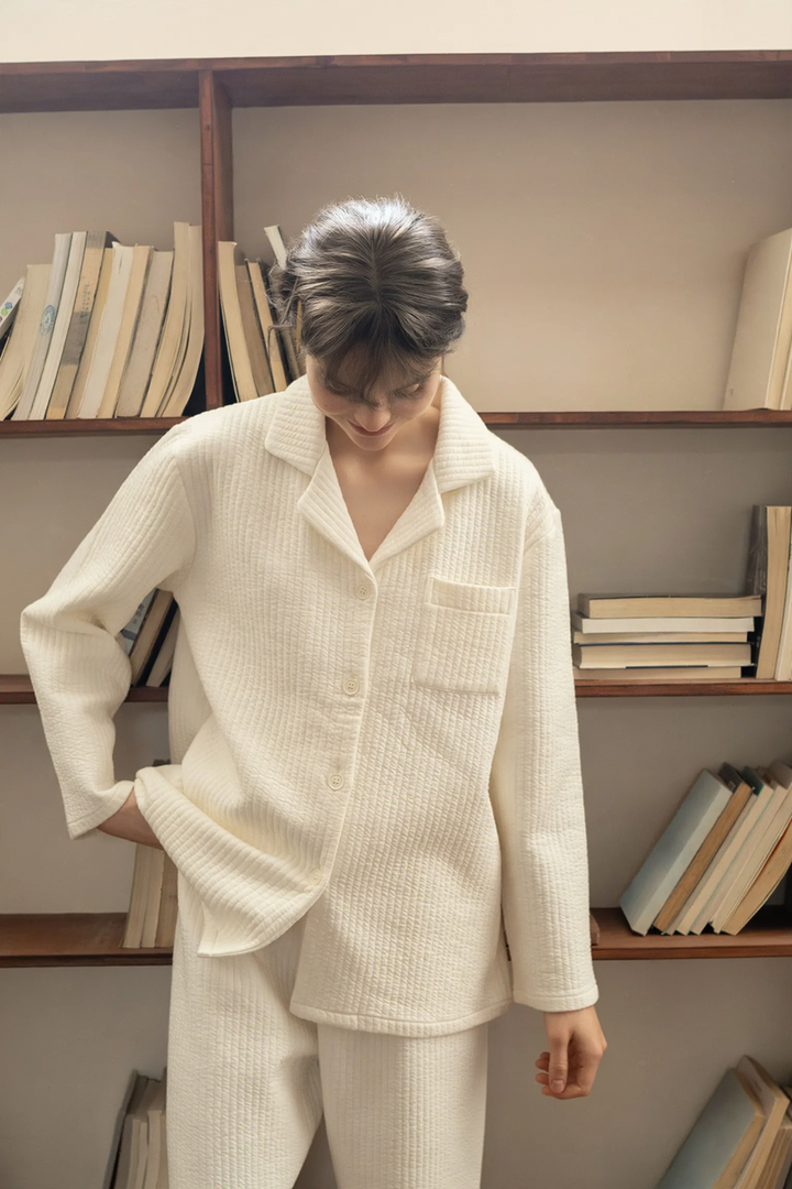 Cotton loungewear set for couples, long-sleeved