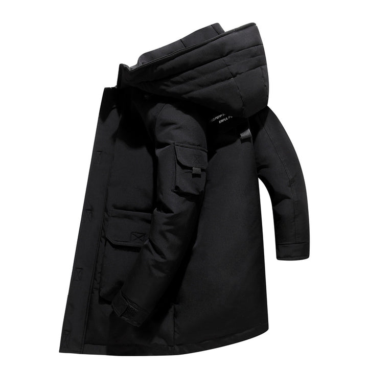 Padded men's down parka-style jacket