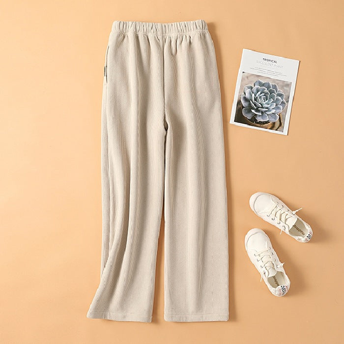 Ladies corduroy pants, high waist, straight fit
