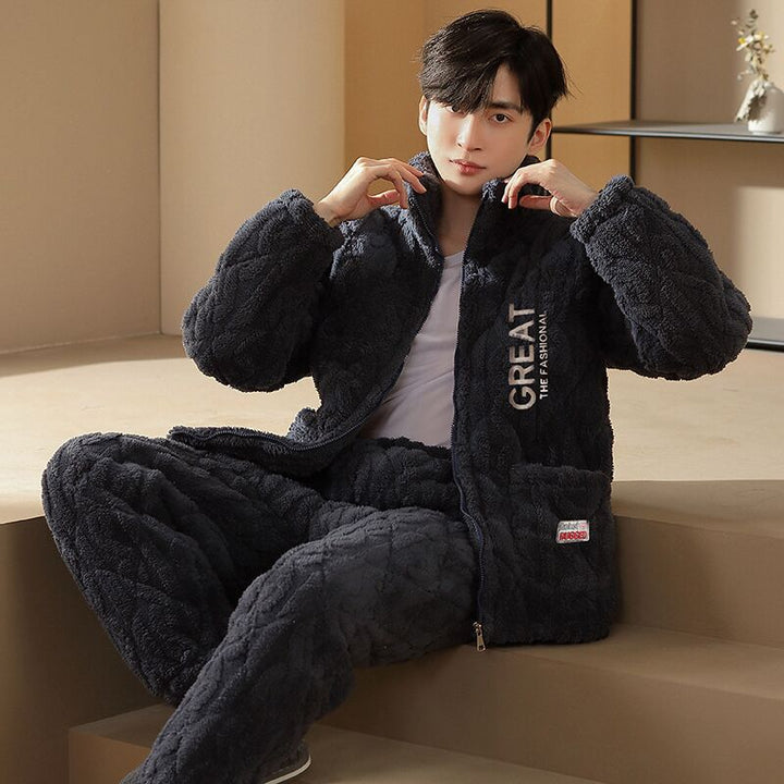 Warmer men's pajamas, padded, for winter